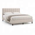 Polstret sengestel 160 x 200 cm, beige, 172 x 214 x 122 cm