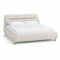 Polstret dobbeltseng med buet sengegavl 160 x 200 cm i cremehvid polyester